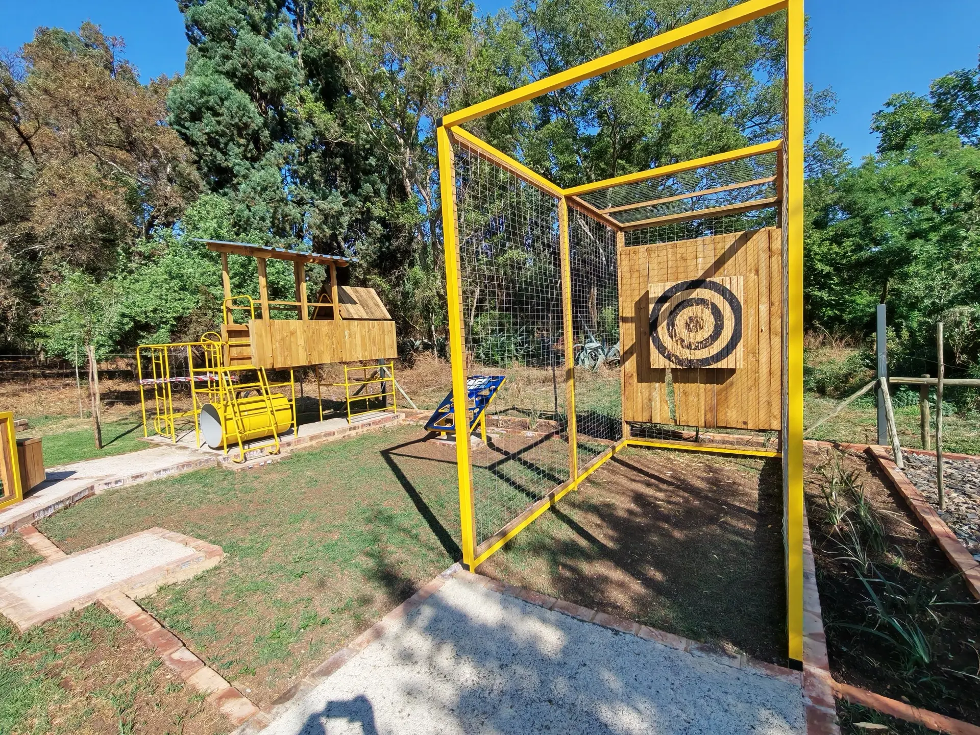Axe throwing range at Legends Paintball Hazeldean